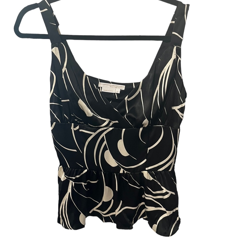 To the Max Black and White Sleeveless Peplum Top